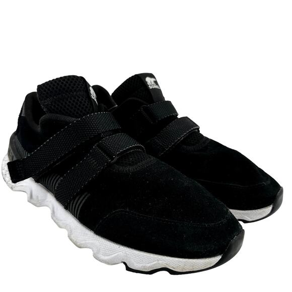 Sorel Kinetic Lite Strap Walking Sneakers Perforated Suede Strap Accent Black 10 - Picture 2 of 7